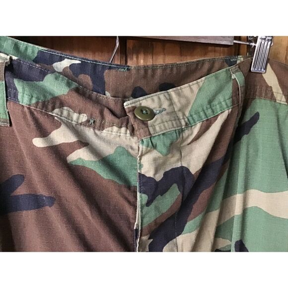 GI Camo Pants Size 35-39 Adjustable Drawstring Cuffs 6 Pockets Button - Picture 3 of 9